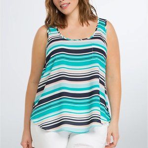 Torrid Striped Georgette Pocket Tank Blue Blouse